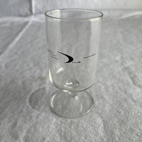 Frontier Airlines Stemmed Footed Wine Water Clear Glass  4.5" Vintage 60's FLAW - Picture 1 of 12